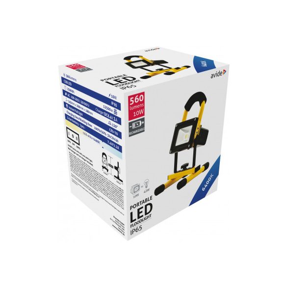 Avide LED Reflektor Akkumulátoros 10W CW 6400K