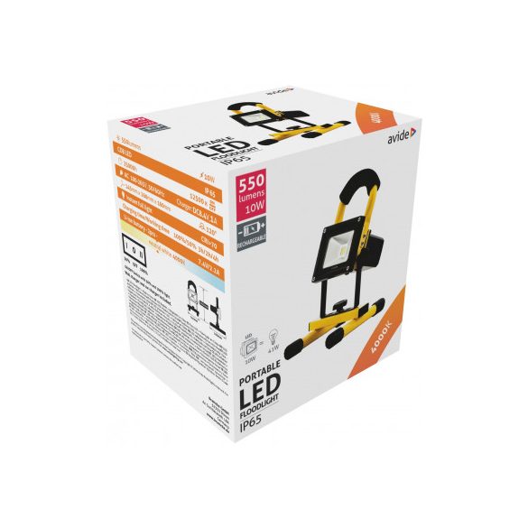 Avide LED Reflektor Akkumulátoros 10W NW 4000K
